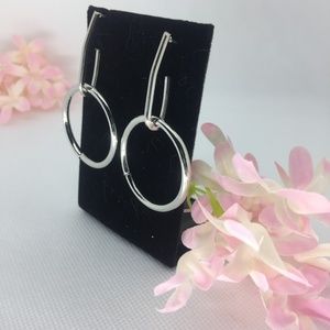 Silver Dangle Hoop Post Earrings                J2